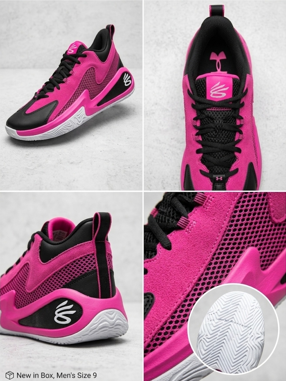 New UA Curry BLK/PNK M9/W10